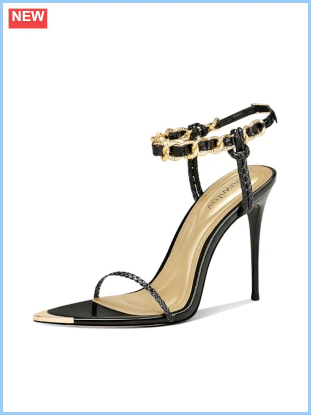 Strappy Stiletto Heels Open Toe Ankle Strap PU Sandals